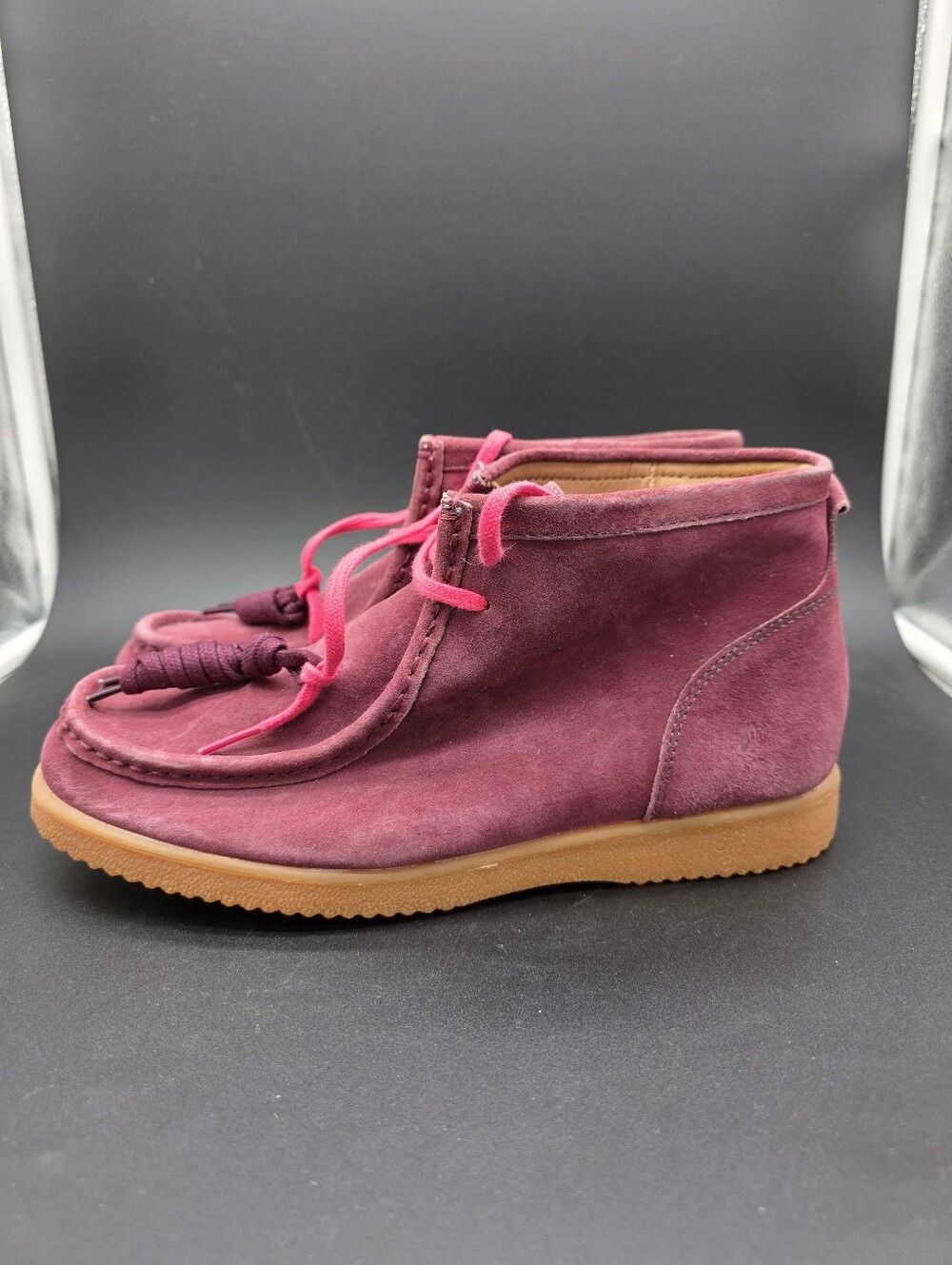 NWOT HUSH PUPPIES Women's Suede Ankle Moccasin Boot in Burgundy